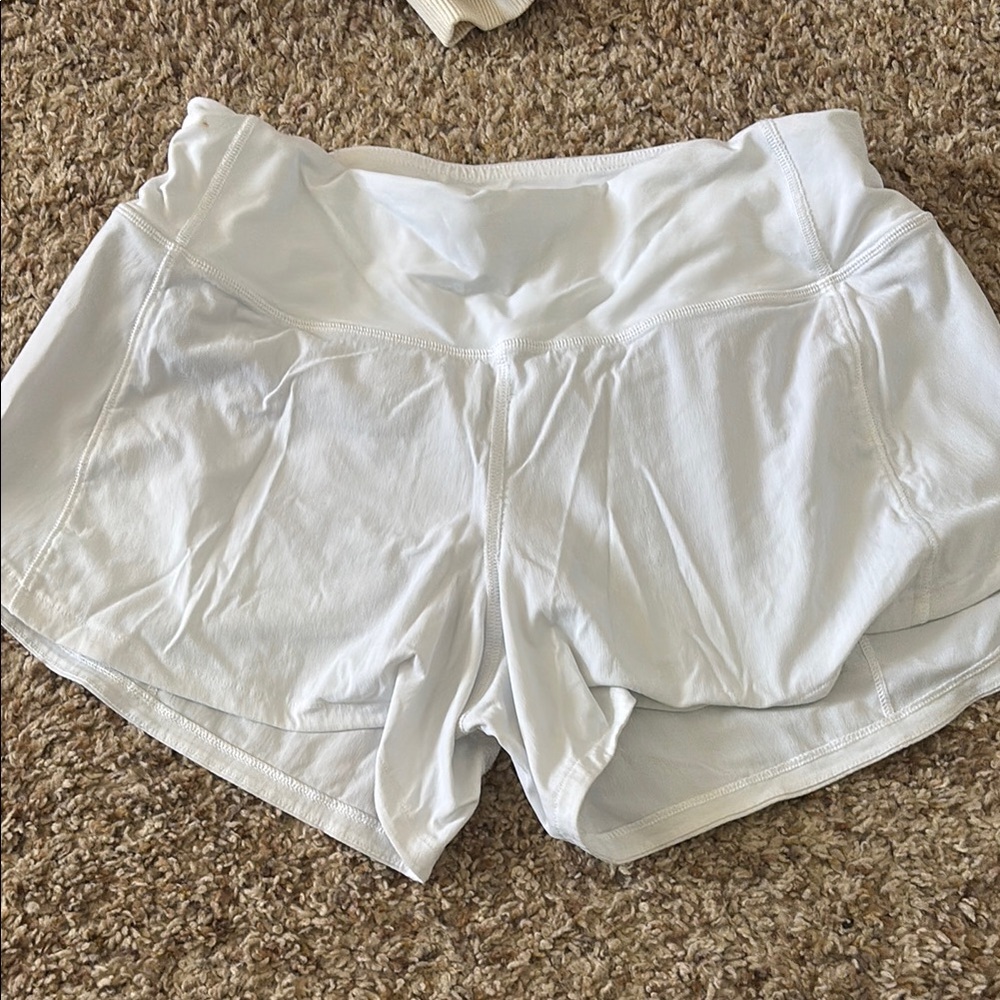 Lululemon Athletica White Athletic Shorts with Moisture-Wicking Fabric